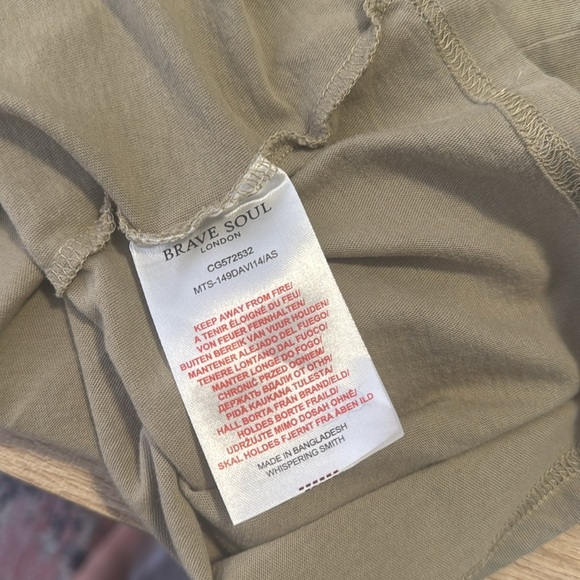 Brave Soul Tan/Stone Short Sleeve Tee Soft Casual Basic Size Large - Picture 6 of 7